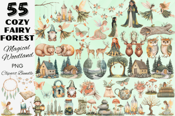 Download Cozy Woodland Fairy Forest Clipart Set - Cozy woodland Collection