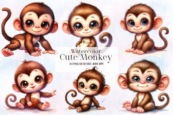 Download Cute Monkey Clipart Bundle - Monkey Collection
