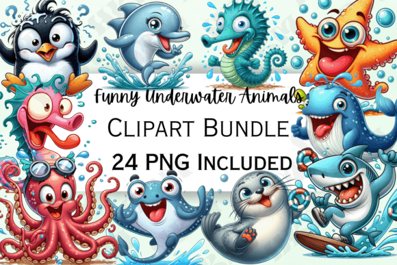 Download Funny Cartoon Underwater Animals Clipart - Fun Collection