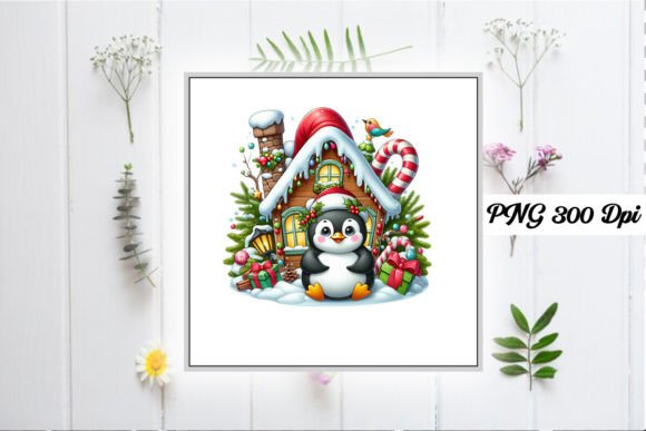 Download Christmas Funny Penguin House Clipart - Fun Collection