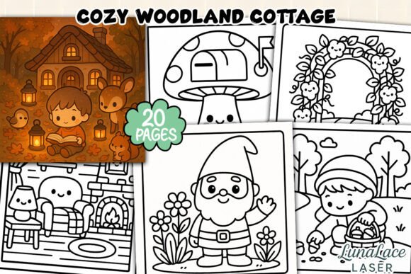 Download Cozy Woodland Cottage Coloring Page - Cozy woodland Collection