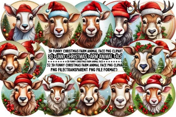 Download 3D Funny Christmas Farm Animal Face PNG - Fun Collection