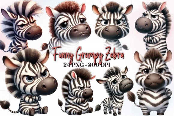 Download Funny Grumpy Zebra Watercolor Clipart - Fun Collection