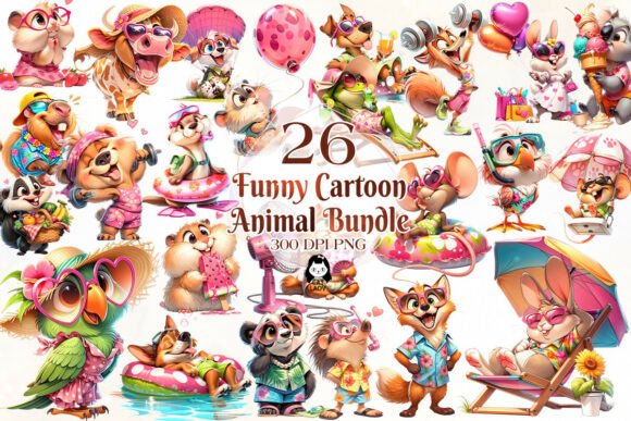 Download Funny Cartoon Summer Animal Clipart - Fun Collection