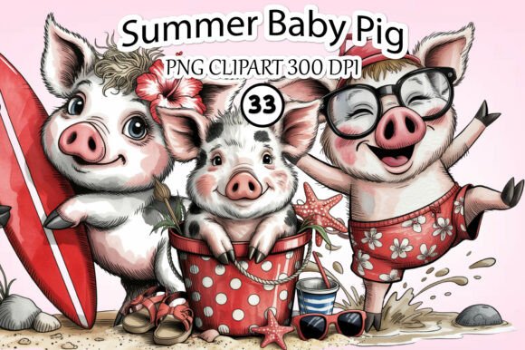 Download Funny Summer Baby Pig Clipart - Fun Collection