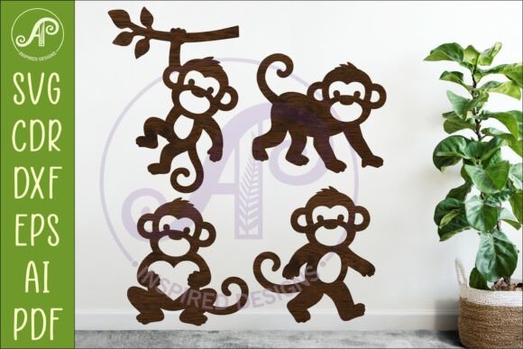 Download Cute Monkey Silhouette SVG, Monkeys 2 - Monkey Collection