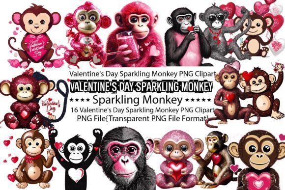 Download Valentine's Day Sparkling Monkey PNG Bun - Monkey Collection