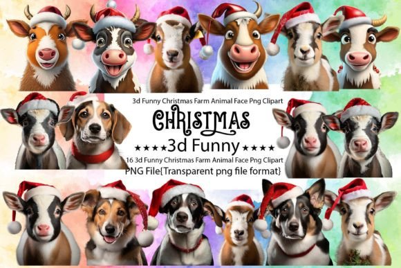 Download 3d Funny Christmas Farm Animal Face Bund - Fun Collection